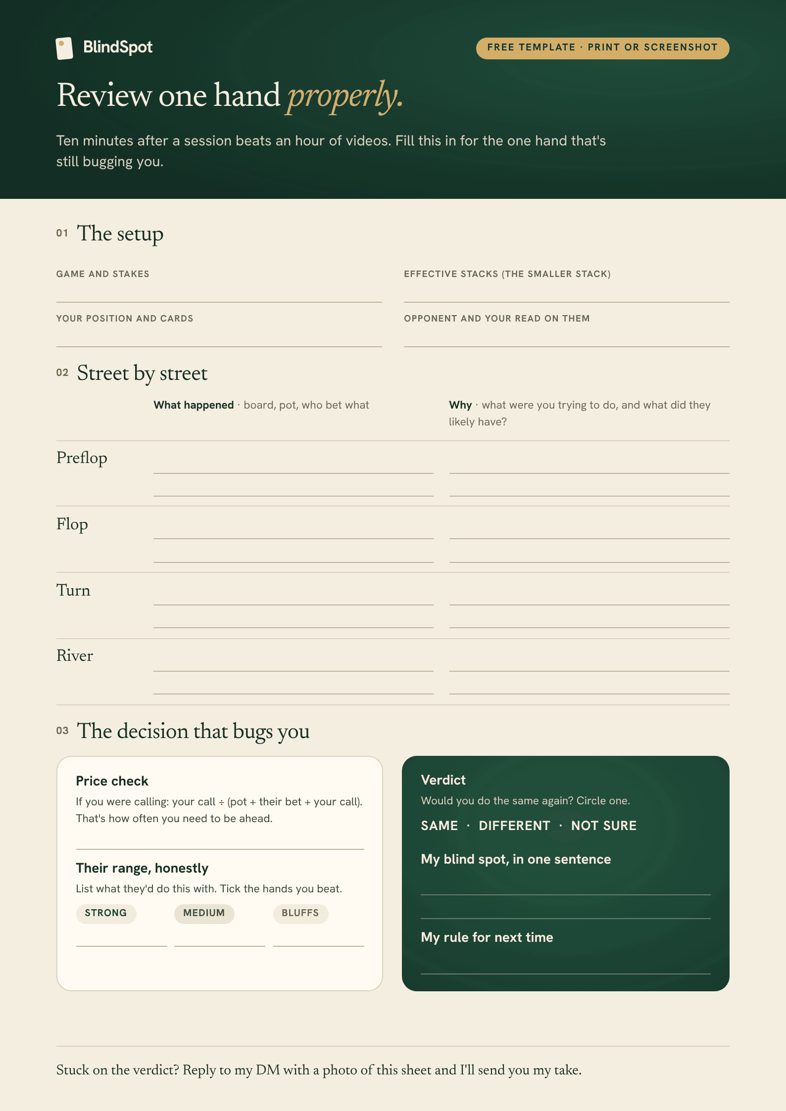 First page of Review one hand properly